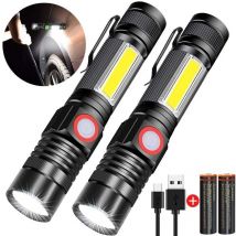 Alovez - Lampe Torche led Mini lampe de poche magnétique portable tactique lampe pour camping en plein air d'urgence(2 Pièces)