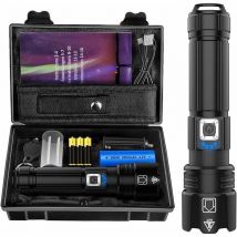 Ouylaf - Lampe Torche led Ultra Puissante, 10000 Lumens Rechargeable, IP67 Étanche Lampe Tactique, P70 Torches 5 Modes, Zoomable, pour Camping