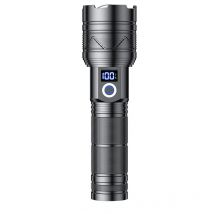 Lampe Torche LED Ultra Puissante, 500000 Lumens Lampe Torche Rechargeable, IP67 Étanche Lampe Tactique, 5 Modes & Zoomable Lampe de Poche pour