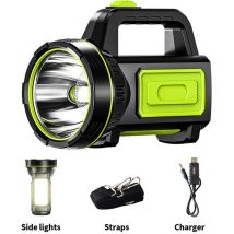 Lampe Torche Led Rechargeable Usb Puissante De Mah Avec Lumière Latérale, Lampe Torche Étanche Pour Randonnée D'Urgence, Chasse En Camping (avec 