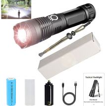 Basetbl - Lampe Torche led Ultra Puissante, usb Rechargeable XHP70.2 Lampe de Poche 90000 Lumens, 5 Modes Haute Puissance Torche IPX65 Étanche avec