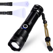 Coavas - Lampe Torche led Ultra Puissante,Lampe de Poche Rechargeable usb Type-C, XHP50 Ajustable Zoomable Étanche Torche D'éclairage pour Camping