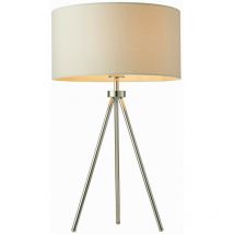 Endon - Tri - Lampe de Table 1 Lumière Chrome, Effet Lin Ivoire, E27