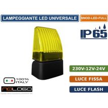 Segnalatore luminoso lampeggiante universale a led luce fissa o intermittente con supporto integrato IP65