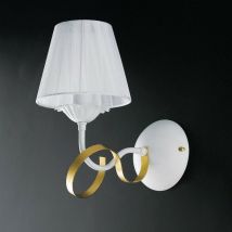 Bonetti Illumina - Lampenschirm aus weißem Eisen shabby Goldapplikationen White one light 24x h29 cm