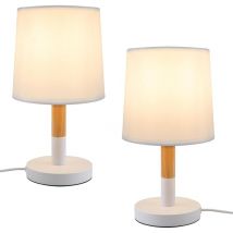 Lampes de chevet Gbly Ensemble de 2 lampes de chevet pour le salon - lampe de table avec douille E27, lampe de chevet blanche de style campagnard