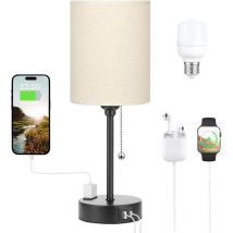 Umnuou - Lampes de table 3 températures de couleur - 2700K 3500K 5000K Lampes de chevet avec ports usb c et a, lampes à chaînette pour chambres à
