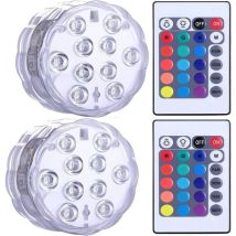 Lampes LED submersibles étanches pour jacuzzi, spa, bassin, lumières LED sous-marines avec 2 télécommandes pour bases de vase, aquariums, fêtes,