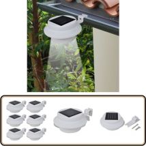 Lampes solaires 6 pcs pour clôture gouttière Blanc - Lampe Solaire - Éclairage Extérieur - Led - Luminaire Solaire - Lampadaire Solaire