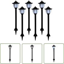 The Living Store Lampes solaires à led d'extérieur 6 pcs Noir - Lampe Solaire - Éclairage Extérieur - Lampadaire Solaire - Luminaire Solaire