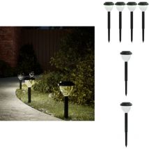 Lampes solaires d'allées et piquets de sol 4pcs blanc chaud rvb - Lampes Solaires D'allée - Éclairage Extérieur - Éclairage Automatique - Lumière