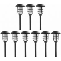 Lampes solaires décoration de jardin pour l'extérieur sur piquet éclairage de terrasse lanterne effet flamme, plastique noir, batterie 6-8h, led