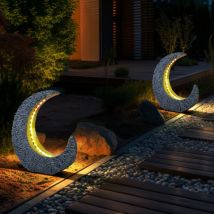 Lampes solaires de décoration de jardin pour décoration de table extérieure, table de jardin, lampe solaire de jardin pour balcon, croissant de lune