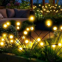 Lampes solaires de jardin, 60 lampes de jardin à led Firefly solaires d'extérieur, lampes solaires pour l'extérieur oscillant par le vent, lampes