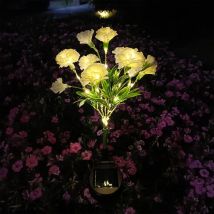 Lampes solaires décoratives d'extérieur, lampes solaires de jardin avec fleur d'œillet, lampes solaires de jardin en forme de fleur, lampes solaires