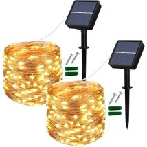 Lampes solaires d'extérieur, 2 paquets de lampes solaires de jardin 120LED étanches 12m/40ft 8 modes lumières de fées intérieures/extérieures fil de