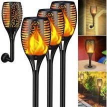 Lampes solaires d'extérieur de jardin avec flammes solaires étanches IP65, 4 lampes solaires de jardin avec flammes réalistes, marche/arrêt