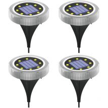 Lampes solaires d'extérieur, lot de 4 lampes led étanches, éclairage d'extérieur, éclairage led enfichable, éclairage souterrain, éclairage de