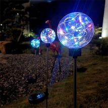 Lampes solaires d'extérieur pour décoration de jardin, lampes solaires de jardin étanches à LED en forme de boule de verre, éclairage sur piquet pour
