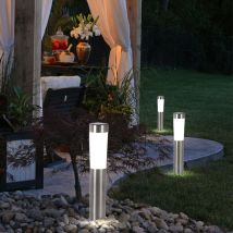 Lampes solaires lampes enfichables lampes solaires led lumières de jardin à piquet de sol lumières de chemin en acier inoxydable blanc extérieur lot