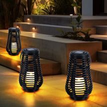 Lampes solaires pour l'extérieur Lampe de table solaire LED Lampe suspendue Lanterne LED de jardin effet flamme, avec effet de lumière dansante, 1x