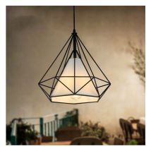 Lampes Suspendues Industrielles En Métal Avec Cage En Diamant Lustre Rétro E27 Pour Chambre à Coucher, Vestiaire, Salon, Café (Noir)