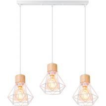 E27 Lustre Suspension Rétro Lampe Suspension Forme Géométrique Cage Lumières Plafonnier pour Chambre Salon Bar Ø16 - Blanc