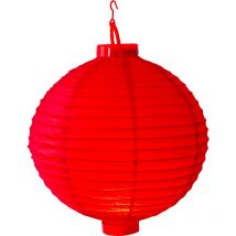Lampion Led Rouge 30cm - Lampion Papier Rouge avec Led Intégrée - Lanterne Lumineuse pour Décoration Mariage, Anniversaire, Fêtes