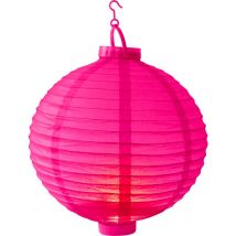 Lampion Led Rose 30cm - Lampion Papier Rose Fuchsia avec Led Intégrée - Lanterne Lumineuse pour Décoration Mariage, Anniversaire, Fêtes