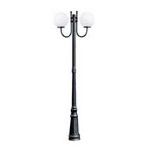 Lampione 2 luci su palo modello sfera - 2X100W IP44 CM.230H. colore nero
