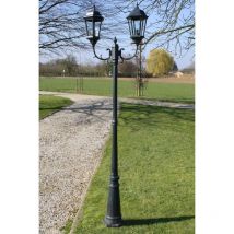 VidaXL Lampione da Giardino 2 Bracci 230 cm Verde Scuro/Nero Alluminio