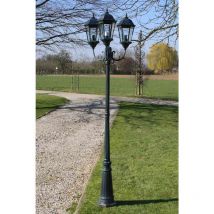 VidaXL Lampione da Giardino 3 Bracci 230 cm Verde Scuro/Nero Aluminio
