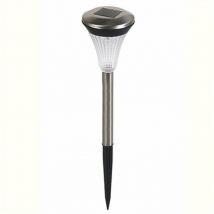 Volteno - Lámpara Solar de Acero Inoxidable Cromado, iluminación exterior ecológica, ideal para jardines y patios, resistente y moderna, energía solar