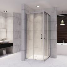 LANA Cabine de douche porte coulissante H 180 cm verre transparent 85 x 100 cm