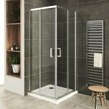 Saniverre - lana+ Porte de douche d'angle coulissante h 180 cm verre transparent 85 x 85 cm + receveur