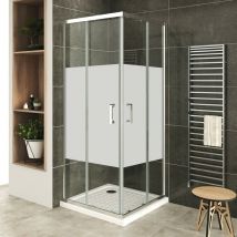 LANA+ Porte de douche d'angle coulissante H 180 cm verre centre-opaque 80 x 100 cm