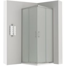 LANA Cabine de douche porte coulissante H 185 cm verre opaque 80 x 100 cm + receveur