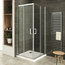 LANA+ Porte de douche d'angle coulissante H 185 cm verre transparent 85 x 85 cm