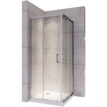 LANA Cabine douche H 190 cm porte coulissante transparent 90 x 90 cm + receveur