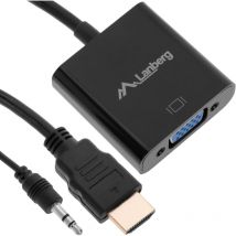 Lanberg - Adaptateur hdmi-a mâle vers vga femelle avec audio AD-0017-BK - résolution jusqu'à 1920X1200 - Câble 20CM