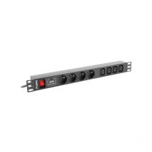 Steckdosenleiste Rack pdu (1HE, 10A, 8x 230V, 2m) pdu-04e04i-0200-iec-bk - Lanberg