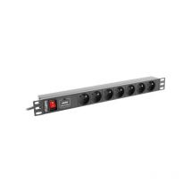 Lanberg - Unité de Distribution d'alimentation PDU-07E-0200-BK - 7 x schuko - Puissance Max. 4000 w - 16 a - 1U.