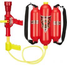 Relaxdays - Lance de pompier, 2,5 l de réservoir, 5 m de portée, 2 fonctions de jet, Sac à dos d'enfants, rouge-jaune