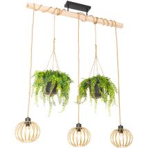 Ländliche Hängelampe Gold mit Holz 3 Lichter - Yura