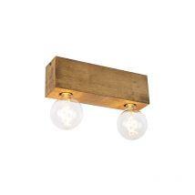 Bloc - Spot plafond, plafonnier - 2 lumière - l 320 mm - Marron - Rustique - éclairage intérieur - Salon i Chambre i Cuisine i Salle à manger - Qazqa