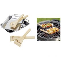 Grillpfännchen 2er-Set Servierpfännchen Grillschale Grillpfanne Raclette Mini-Pfanne bbq Bambusschaber - Landmann