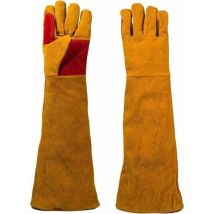 Langärmlige, Hitzebeständige Schweißerhandschuhe Aus Rutschfestem Rindsleder, Geeignet Zum Schweißen, Grillen, Für Den Backofen Und Die Gartenarbeit (