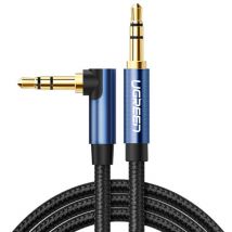 Langlebiges Kabel, geflochtenes AUX-Audiokabel, 3,5-mm-Winkel-Miniklinkenstecker, 1 m, blau