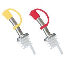Tescoma - Presto Ausgießer Für Flaschen In Standardgröße Aus Edelstahl Und Rotem Und Gelbem Kunststoff (2 Stück)