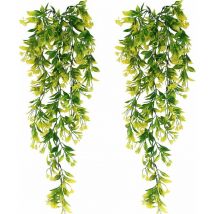 Ahlsen 2 Pcs Lierre Artificiel Plantes Suspension Vertes artificielles pour Célébration, Mariage, Cuisine, Jardin, Bureau Décoration Jaune